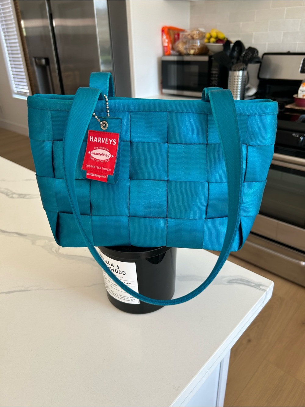 Women’s Harveys Seatbelt Teal Woven Tote Bag